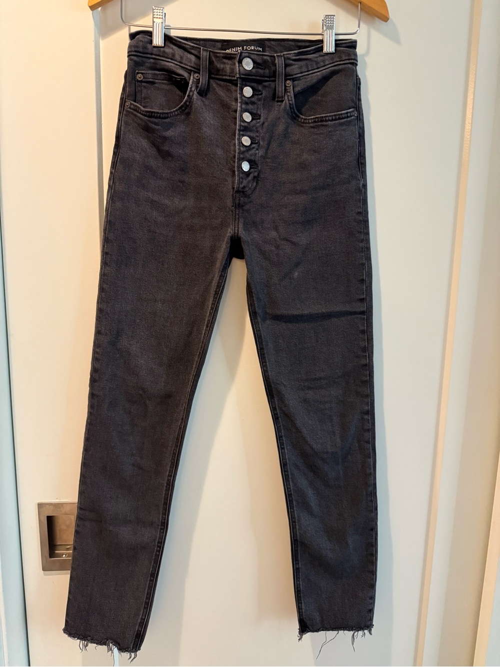 Denim Forum High-Rise Black Button-Fly Jeans